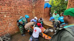 Pasukan Satgas BGC 39-F Monusco Gencar Evakuasi Korban Akibat Bangunan Runtuh di Bankoko